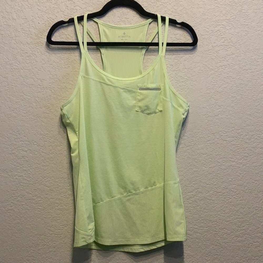 Athleta Green Stripe Strappy Tank Top S